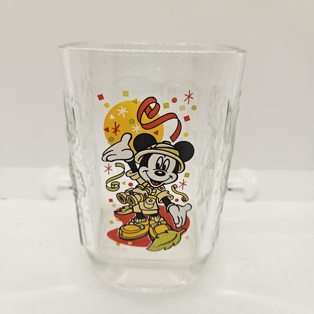 Disney World 2000 Mickey Mouse Embossed Glass‎ Cup Souvenir Drinking Tumbler